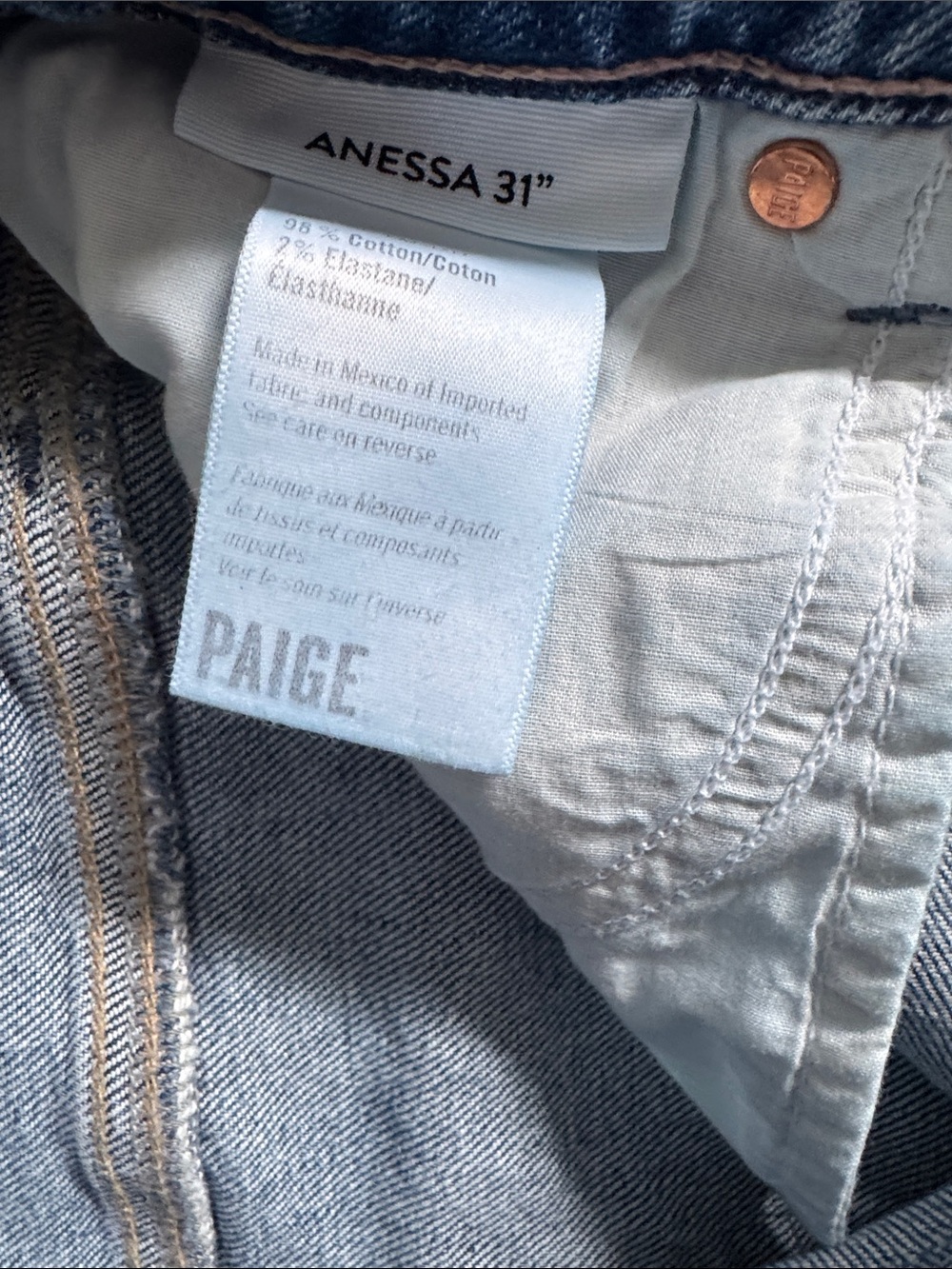 PAIGE Anessa Wide Leg Jeans Light Wash Raw Hem High Rise Size 28 - Picture 4 of 6
